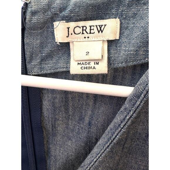 J.Crew Women's Size 2 Blue Chambray Dress Short Sleeve Ruffle Hem 100% Cotton - Picture 8 of 9